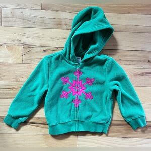 Gymboree Snowflake Microfleece Hoodie Green Pink Size 3-4